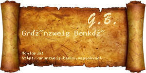 Grünzweig Benkő névjegykártya